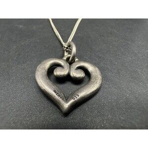 JAMES AVERY Sterling Silver Heart Scroll Pendant on Chain Necklace 18”